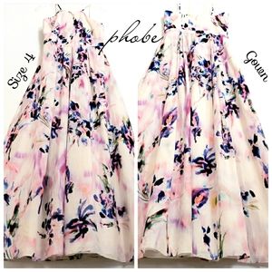 Phoebe Floral Waterfall Halter Gown/Maxidr…